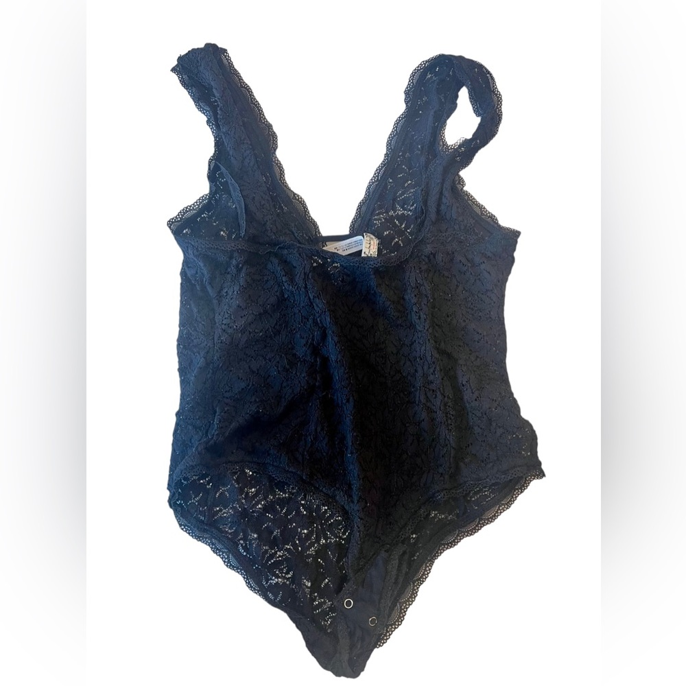 Free People Mason Thong Lace Bodysuit Top Black Size Medium - Picture 8 of 11